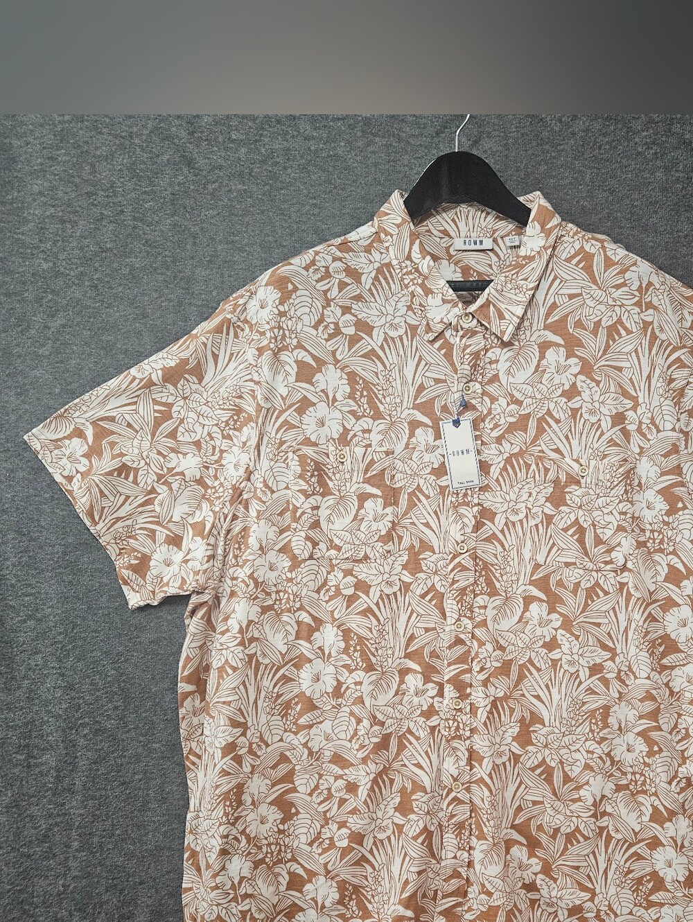 ROWM Men's Short Sleeve Button Up Shirt Big And Tall Size 4XT